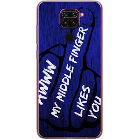 Kompatibelt Mobildeksel til Xiaomi Redmi Note 9 Mørk typografisk illustrasjon med hjerteform og budskap om vennskap mot dyp blå tretekstur