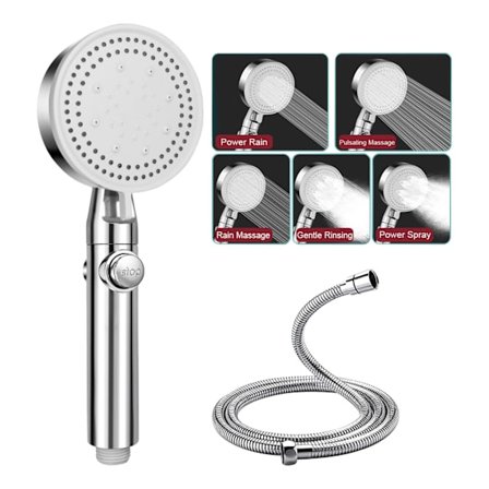 Duschhuvud och slang - Högtrycksduschhuvuden Handhållen duschhuvud (Silver)
