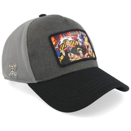 Capslab - Grå trucker Keps - One Piece Straw Hat Crew Grey/Black A-Frame Trucker @ Hatstore