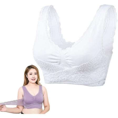 Tourmalin Formende Trådløs Silkebh, Lymphvity Detoxificering og Formning & Kraftfuld Løftende Bh til Kvinder White L