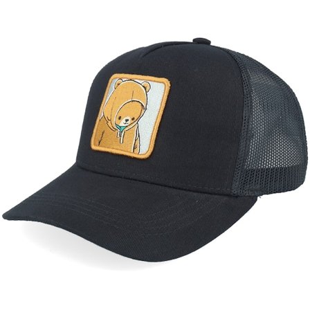 Kiddo Cap - Zwart trucker Cap - Kids Smiling Teddy Patch Black Trucker @ Hatstore