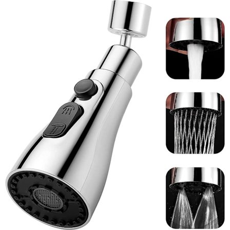 Kranfäste - 360 Graders Rotation - Kökskran G1/2 - 3 Lägen - Kranhuvud - Diskning