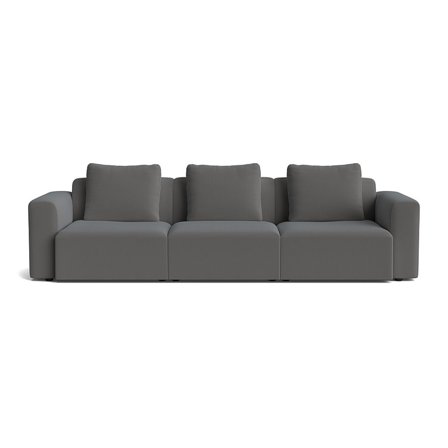 Como XL 3 Personers Sofa - Lisboa Antracit Fløjl - Håndlavet, Komfortabel & Holdbar - 288x100x83cm - Inkl. 3 Ryghynder - Perfekt til Små Hjem