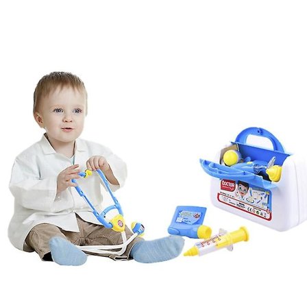 Bærbart børnelægesæt legetøjssæt til rolleleg kuffert børnelegetøj børns fødselsdag feriegave