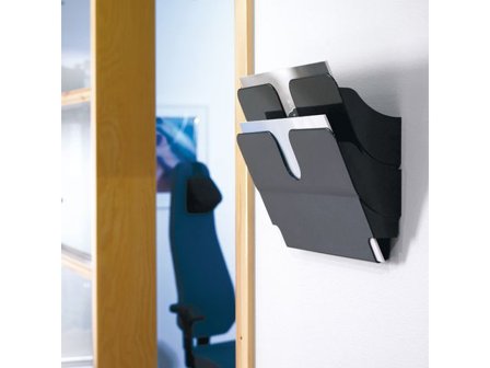 Durable Blankettfack Flexiplus väggmonterat, 2 fack, 23 mm, A4, 250 x 340 x 100 mm, svart - Lyreco - Kontorsmaterial - Till skrivbordet - Blankettfack