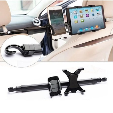 Bil Tablet Holder, Universal Bil Nakkestøtte Tablet/Telefon Holder til 7-10 Tommer Tablets med 360 Graders Justerbar Vinkel