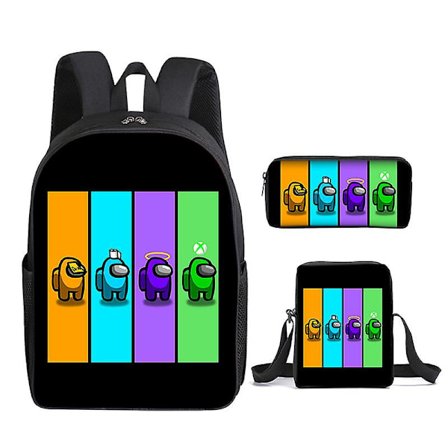 Among Us Space Werewolf Ryggsäck Tredelad Set Spel Periferi Grund- och Gymnasieelever Ryggsäck Pennfodral Axelväska 10