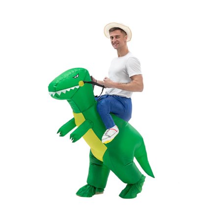 Oppblåsbare kostymer Juleforestilling Kostymer Halloween Kostymer Grønn Ridende Dinosaurer Voksenstørrelse Green Riding Dinosaur