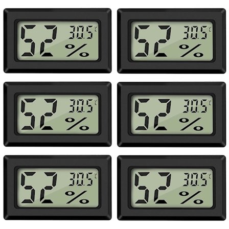 Digital Termometer och Luftfuktighetsmätare Mini Digital Termometer Hygrometer och Luftfuktighetsmätare Svart (6-pack - Kvadrat)