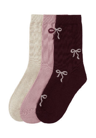 Å WOMAN Strumpor med rosett, 3-pack Sockor Rosa 36/38