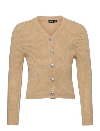 Nlffallen Ls Short Knit Deco Strikkegenser Cardigan Beige LMTD