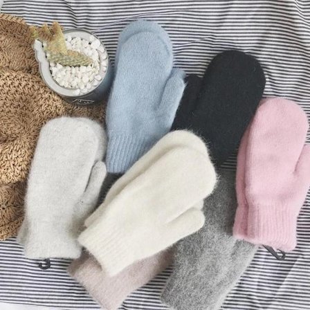 Winter Keep Warm Plyschhandskar Elasticitet Mjuka Hela fingrar ljusgrå 21,5*7,5cm