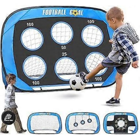 Sammenklappeligt fodboldmål til børn med væg og bæretaske, fodboldmål til voksne og børn, underholdning og træning til have, gård og strand