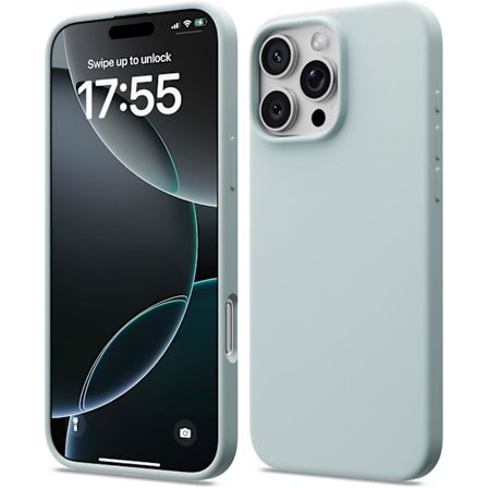 iPhone 16 Pro Skal Flytande Silikon, Stöttåligt Skal Kompatibelt med iPhone 16 Pro Skal Mjukt, Fullt Skydd Skal (Mintgrön)