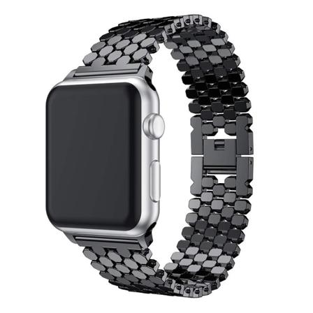 Svart kompatibel med Apple Watch-rem 45mm 44mm 42mm for kvinner menn, justerbar erstatningsrem i rustfritt stål for Apple Watch SE/iWatch-serien