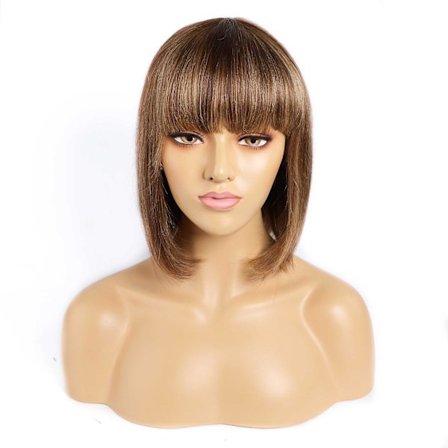 Kort brunt hår, riktigt hår