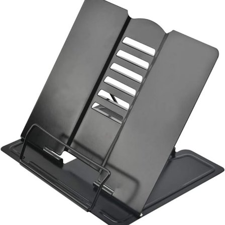 Foldbare læsestativer, metalbogstøtter, sorte kogebogsholdere