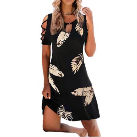 Kvinnor Blommigt Print Festklänning Sexig Sommar Kortärmad O-hals