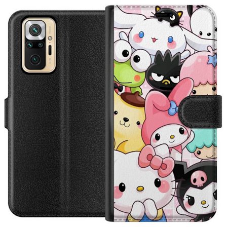 Yhteensopiva Lompakkokotelo Xiaomi Redmi Note 10 Pro Tiheä kuvio suloisia hahmoja, joilla on suuret silmät eri väreissä ja ilmeissä LABUBU-tekstillä
