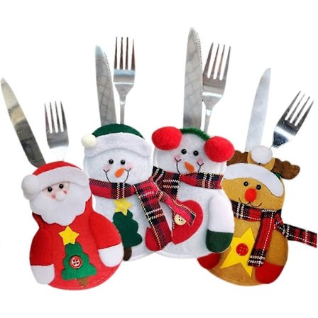 4 stk. Bestikkholder i søt julenissedraktform