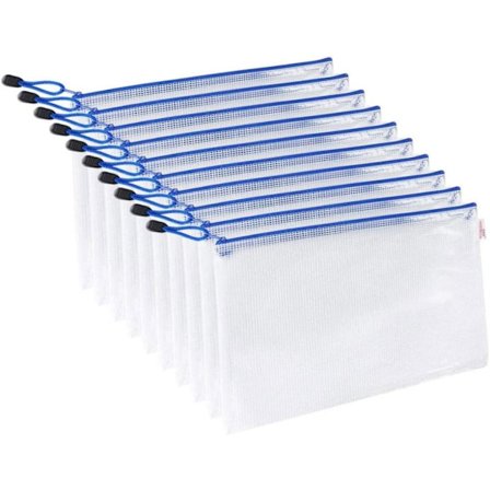 Mesh dragkedja påse Vattentäta plastdokumentpåsar B4 Multipurpose filmappar 10st Office Products
