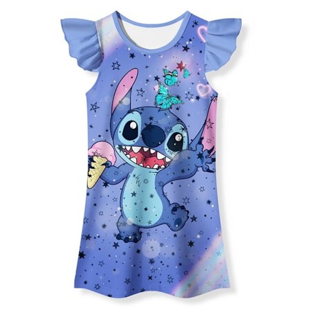 Lilo & Stitch Barnklänning Pyjamas Flickor Kort T-shirt Topp Klänning Pyjamas