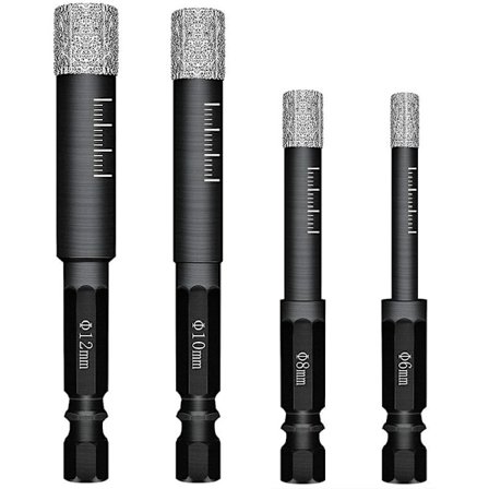 Sæt med 4 Diamantbor til Keramikfliser Porcelæn Stengods