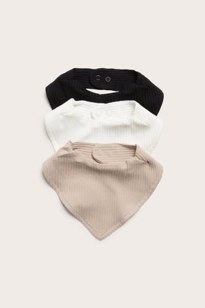 Kappahl | Ribatut ruokalaput 3-pack | Luonnonvalkoinen