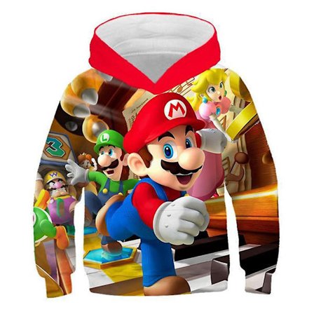 Super Mario Tryck Barn Huvtröja Sweatshirts Långärmad Huvtröja Pullover Sporttoppar