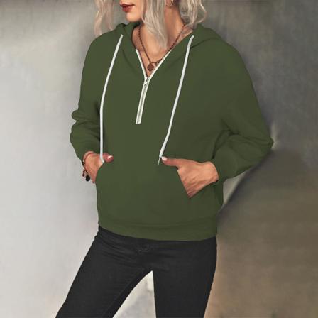 Enfärgade Sweatshirts För Kvinnor Med V-ringad Tröja