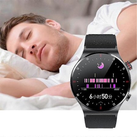 QW33 Bluetooth-kompatibelt talende ur til mænd, vandtæt ur til Android iOS, sort gummi