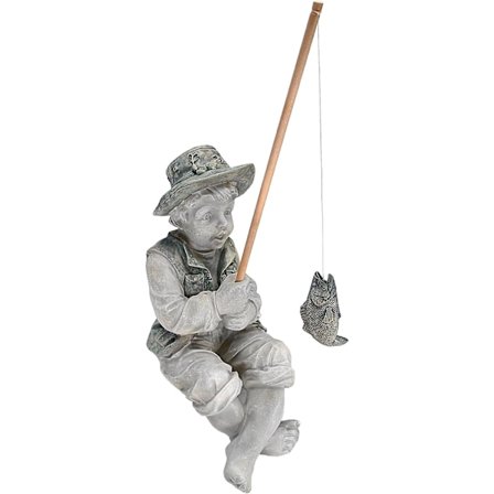 Frederic the Little Fisherman of Avignon Fisherman Statue for Garden, 13 cm, polyresin, två stentoner