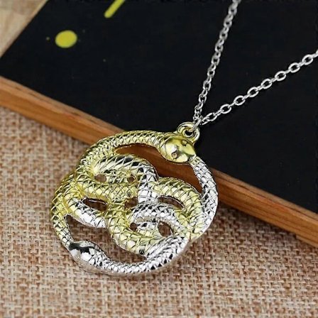 Mode Smycken The Never Ending Story Steampunk Vintage Stil Två Orm Halsband Auryn Halsband