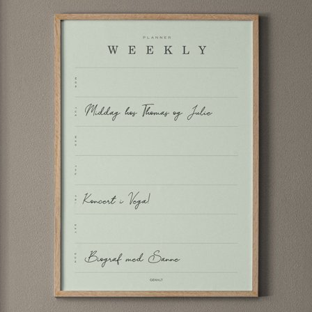 Plakat med Weekly Planner i 50x70 fra Gehalt — Stilren ugeplan