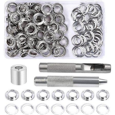 Grommet Öglett Kit, 100 Set med 12mm Öglett, Presenning Reparationssats