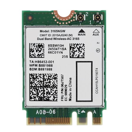 Lenovo Intel3165 Dual Band Langaton AC 3165NGW NGFf M2 433m Bluetooth4.2 802.11AC-kort