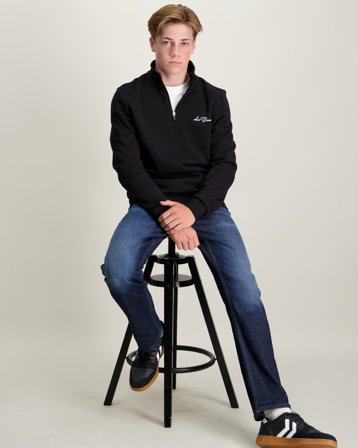 Les Deux West Side Half-Zip Sweatshirt Sort Trøjer Dreng - Kids Brand Store