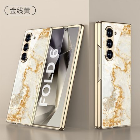 Passar Samsung Fold 6 vikbart mobiltelefonskal Fold 6 mobiltelefonskyddande skal elektropläterad kreativ personlighetsvarumärke hårt skal