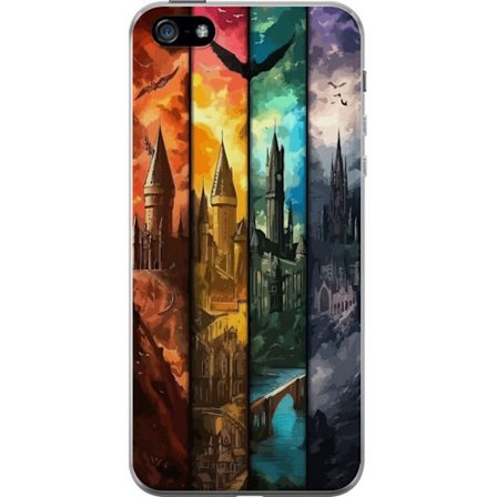 Yhteensopiva Puhelinkuori Apple Apple iPhone 5 Neljä taianomaista linnaa eri elementtiväreissä, eeppinen fantasiataide tulen veden ilman ja pimeyde