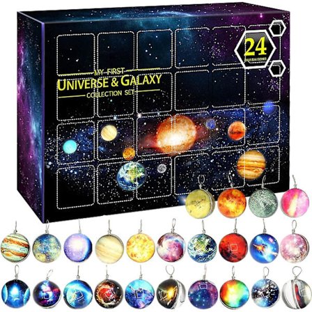 Universum Galaxy Adventskalender 2022 Jul Adventskalendrar, Kosmiska Planet Ädelstenar Överraskningsgåvor Box, 24 Dagar Jul Nedräkning Kalender Leksak