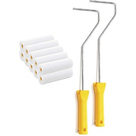 Set med 10 målarrollers á 10 cm + 2 hållare