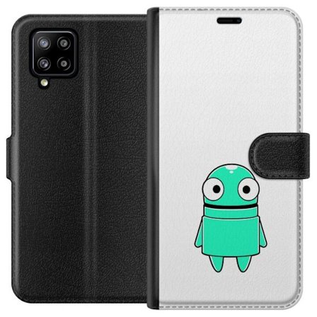 Yhteensopiva Lompakkokotelo Samsung Samsung Galaxy A42 5G Turkoosi piirroshahmo isoilla silmillä ja iloisella persoonallisuudella yksinkertaisessa ku