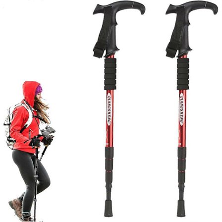 Støtsikre Justerbare Aluminium Gåstaver for Eldre Kvinner og Menn 2-pakning Teleskopiske Turstaver med Komfortabelt Håndtak