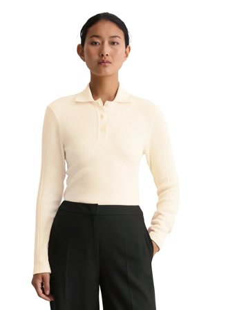 Marc O'Polo Polos Long Sleeve - Cream - XXL