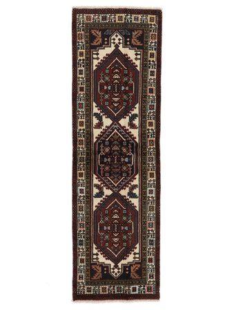 Ardebil Vloerkleed 65X213 Tapijtloper Zwart/Bruin Wol, Perzië/Iran