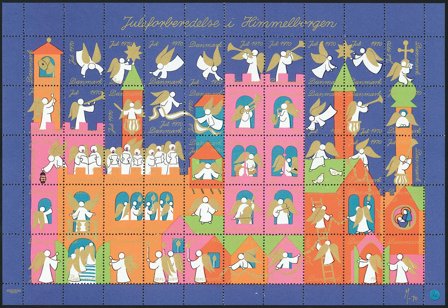 Danmark - Julemærkeark 1970 - Takket - Ufoldet