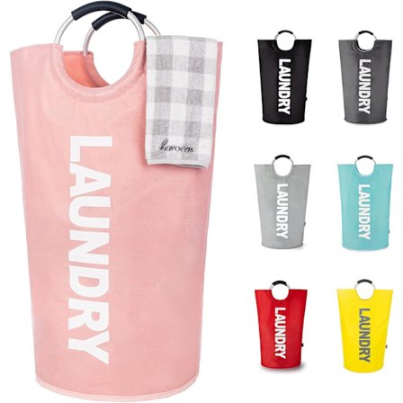 90L Stor Vaskeromskurv (7 Farger), Vanntett Vaskeromskurv, Vaskerompose med Polstrede Håndtak, Vaskeromskurv Står Godt, Sammenleggbar