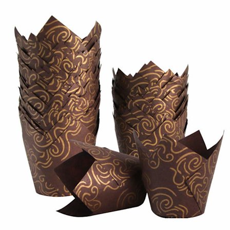 150 stk. Tulipan Muffin Forme Guldtrykte Bageforme Muffin Papirform Fedttætte Indpakninger til Bryllup Fødselsdagsfest Baby Shower Standard Størrelse