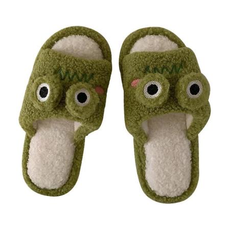 Söta grodslippers för flickor, varma vintertofflor med tecknade djur color 2 36-37