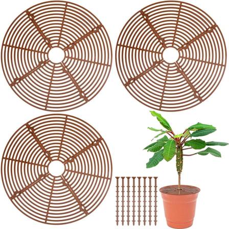 3 st plantkrukenät med mittutskärning, skärbar blomkrukskydd, jordskydd